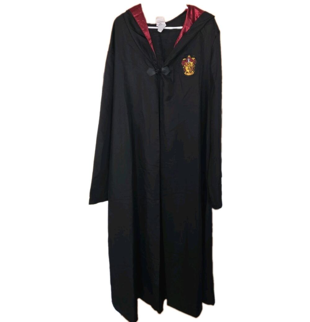 Harry Potter Hooded Hogwarts Crest Cloak L/XL Black/Red Lined Gryffindor Robe